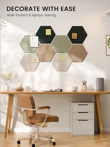 Fluxynara 8-Pack Hexagon Felt Bulletin Board Tiles, Nordic Moss-1 - Image 6