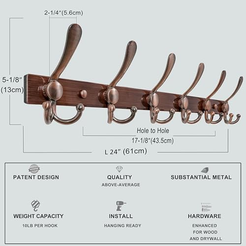 Dseap Coat Rack Wall Mount 24 Inch, Heavy Duty 12-Gauge Base vs Flimsy 1mm - Image 3