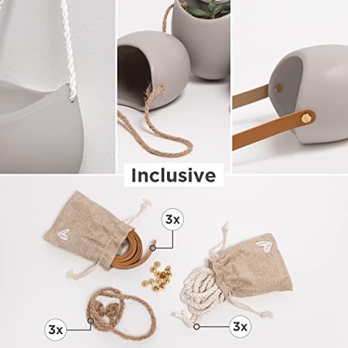 Kazai. Wall Planters -Ellie- | Hanging Ceramic Plant Pots 3 Pieces | Wall - Image 2
