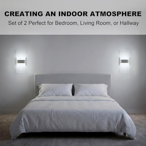 12W Modern LED Wall Sconces 4-Pack, 6000K Cool White - Image 2