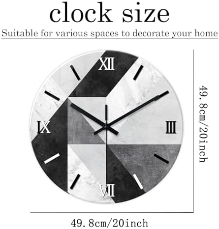 Modern Marble Wall Clock Battery Operated 20 Inch Silent Non-Ticking - Image 5