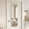 Besdomus Door Mirror Full Length: 14"x50" Gold Bow Over The Door Hanging by Besdomus