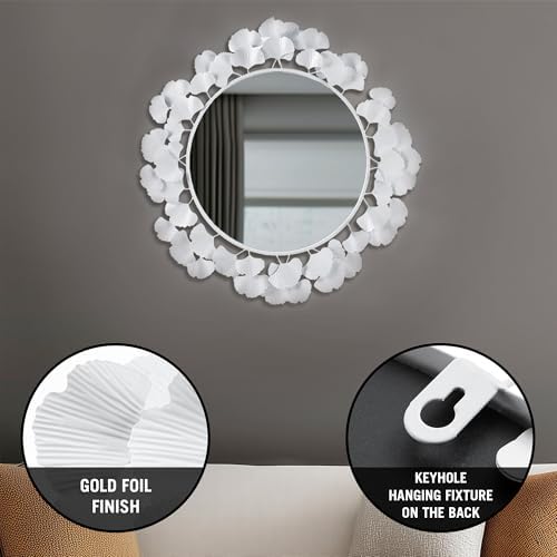 Martha Stewart Wall Décor Large Gingko Leaf Round Wall Mirror - Image 6