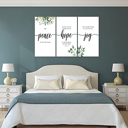 3 Piece Inspirational Wall Art, Quotes "Peace Hope Joy" Canvas Print - Image 3