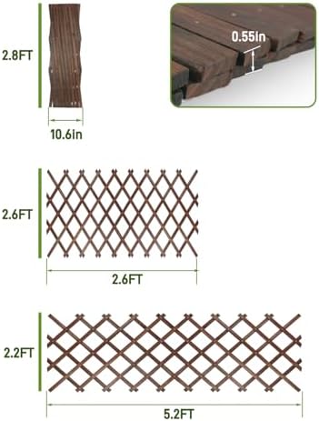 Expandable Wooden Latice Fence Panel, 1 Pack, 2.2 x 5.2 Ft Large Wood Garden - Image 3