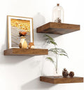 8"x8" Square Floating Shelves for Wall, Rustic Brown Finish by Venusmiles