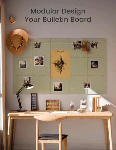 Fluxynara Felt Bulletin Board & Cork Board Alternative, Sage Green - Image 6