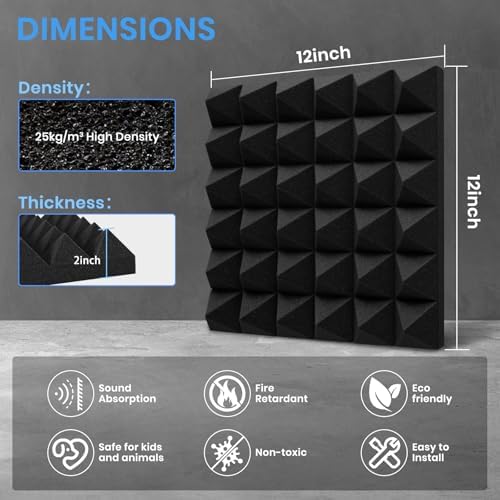 Focusound 52 Pack Sound Proof Foam Panels - Image 7
