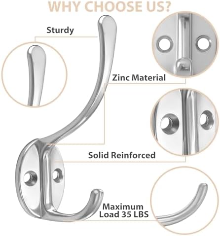 Homanu 14 Pack Coat Hooks Wall Mounted - Image 3