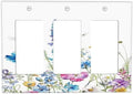 Light Switch Covers Boho Colorful Flowers Plants And Dragonflies 3 Gang Rocker by Lightswitchcovers