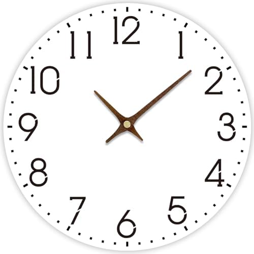 10 Inch Wall Clock Battery Operated, Modern Silent Clocks Wooden by wallclock