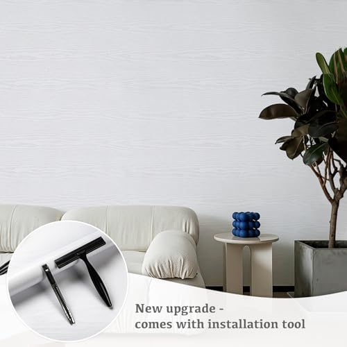 White Contact Paper Peel and Stick Self Adhesive Wood Grain Wallpaper - Image 2