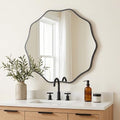 PERFNIQUE Black Scalloped Mirror, Decorative Modern Wall Decor by PERFNIQUE