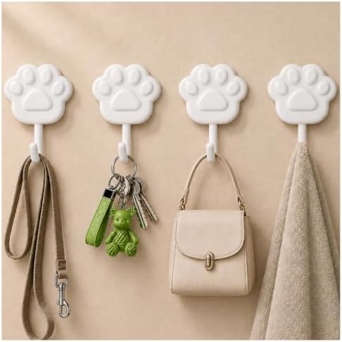 Cute Paw Adhesive Wall Hooks, No Damage, No Drill, Strong Hold by Unknown