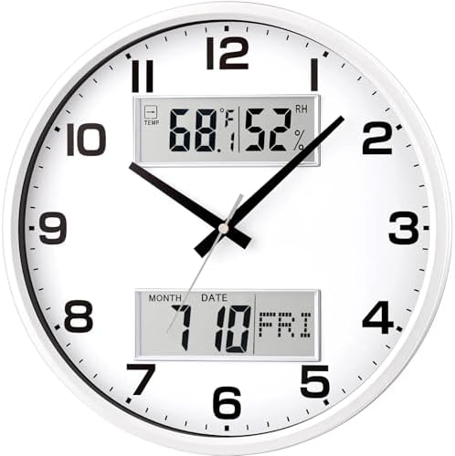 13" White Battery Powered Silent Wall Clock by Unknown