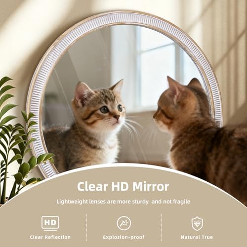 36 Inch Large Round Wood Mirror, Farmhouse Bathroom Mirrors - Image 5