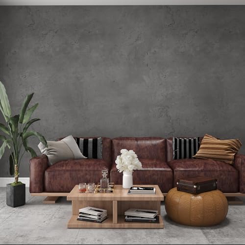 16"×118" Dark Grey Black Concrete Wallpaper Peel and Stick 3D Matte Textured - Image 3
