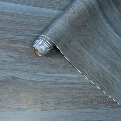 BOMENG Peacock Blue Wallpaper Stick and Peel Blue Wood Grain Contact Paper - Image 2