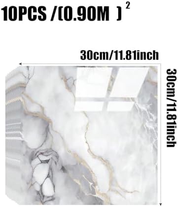 Chejiaye 10pcs Marble Peel and Stick Backsplash Waterproof Washroom Wall Panels - Image 4