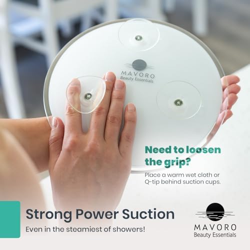 Mavoro 9" Magnifying Makeup Mirror | 3 Strong Suction Cups | Portable | 5X - Image 5