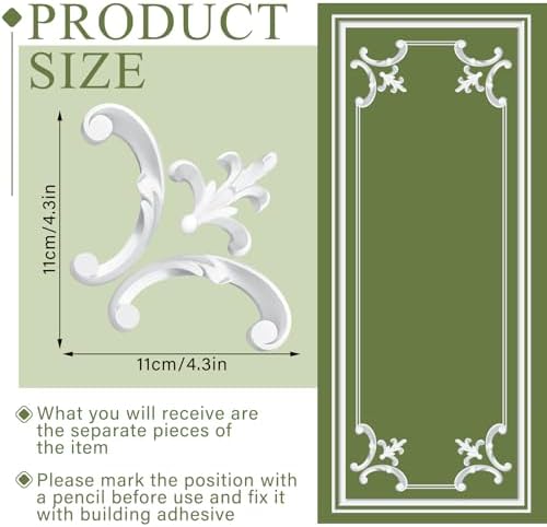 12pcs Corner Wall Molding, Wainscoting Floral Molding, Fleur De Lis - Image 2