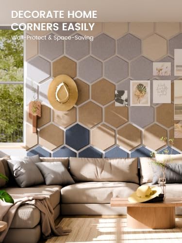 Fluxynara 8-Pack Hexagon Felt Bulletin Board Tiles, Nordic Slate-1 - Image 4