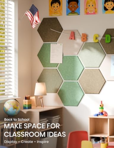 Fluxynara 12-Pack Hexagon Felt Bulletin Board Tiles, Moss Haven - Image 5