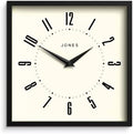 JONES CLOCKS® Box wall Clock | Retro Square Clock | 10" | Black | Easy to Read by JONESCLOCKS