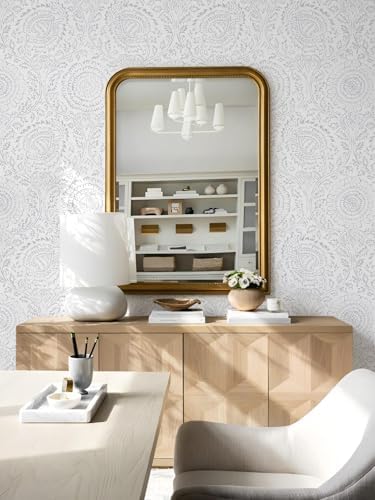 Ismoon Floral Peel and Stick Wallpaper Boho Grey and White Contact Paper - Image 2