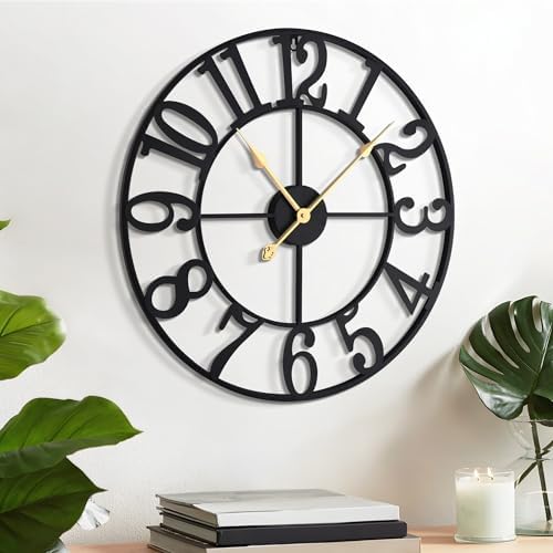 LEIKE Arabic Numeral Wall Clock 14IN Battery Operated Black, Silent Non Ticking by LEIKEWALLCLOCK