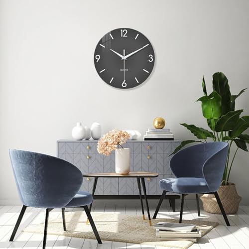 XFM 24 Inch Large Grey Wall Clocks Battery Operated Simple - Image 3