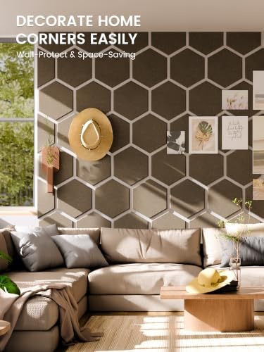 Fluxynara 8-Pack Hexagon Felt Bulletin Board Tiles, Earth Brown - Image 4