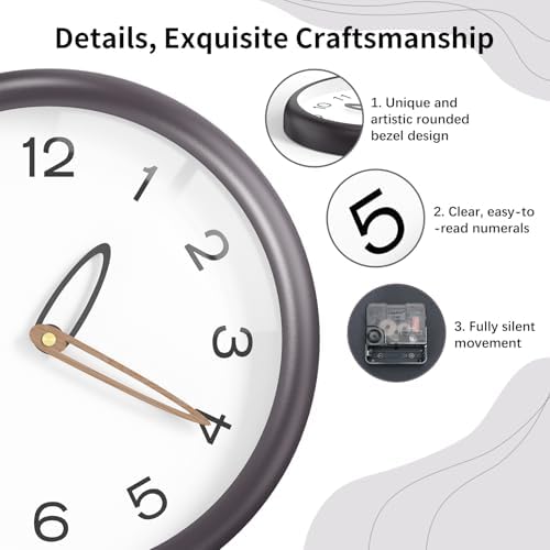 12" Silent Wall Clock – Battery Operated, Tempered Glass, Decorative Clock - Image 3