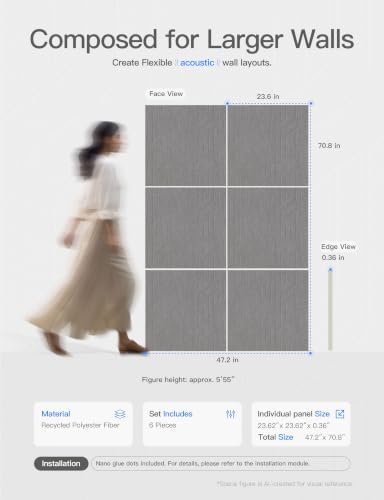 Minimalist Acoustic Wall Panels, Decorative Sound Absorbing Panels, 6 Pack - Image 4