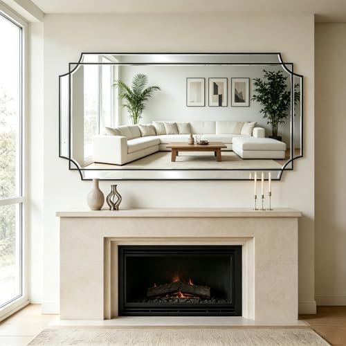 59"x30" Large Rectangle Beveled Mirror - Image 7