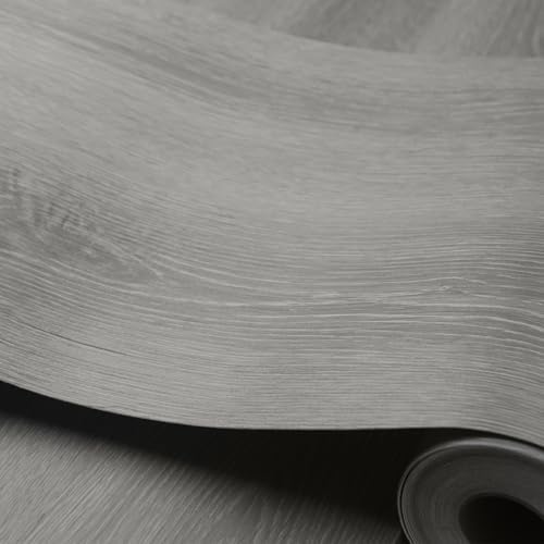 Wood Grain Peel and Stick Floor Tiles, 11.8" W × 394" L, Soft Gray by auxua