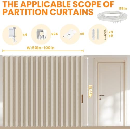 Room Divider Curtain Sets with Flexible Ceiling Track, Privacy Soundproof - Image 3