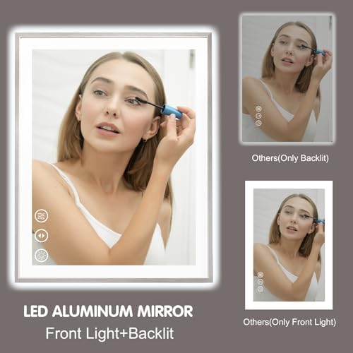 28x36 Inch LED Mirror for Bathroom, Brushed Nickel Frame - Image 5