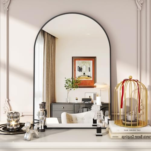 VooBang Arched Wall Mirror, 24 x 36 inch Arch Bathroom Mirror Black - Image 2