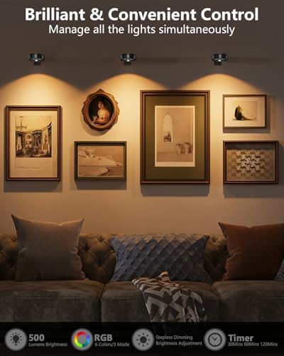 3.3" Picture Lights for Wall Spotlight, 2000mAh Rechargeable - Image 2
