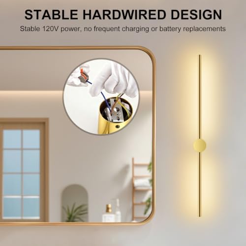 FRIDEKO HOME Gold Sconces Wall Decor Set of 2, 4000K LED Wall Sconces Fixtures - Image 2