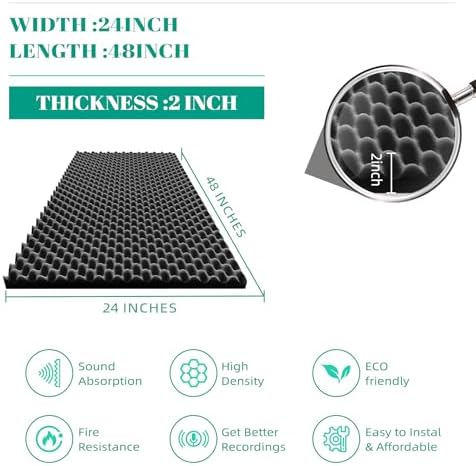 Sound Proof Foam Panels for Walls, High-Density Egg Crate Acoustic Foam for - Image 4
