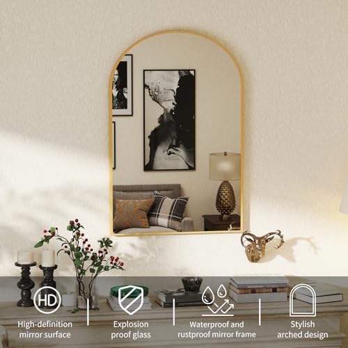 NEWBULIG 38"X30" Arched Bathroom Wall Mirror - Image 4