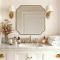 ANDY STAR 30"x30" Square Bathroom Mirror, Brushed Gold Scalloped Mirror by ANDYSTAR