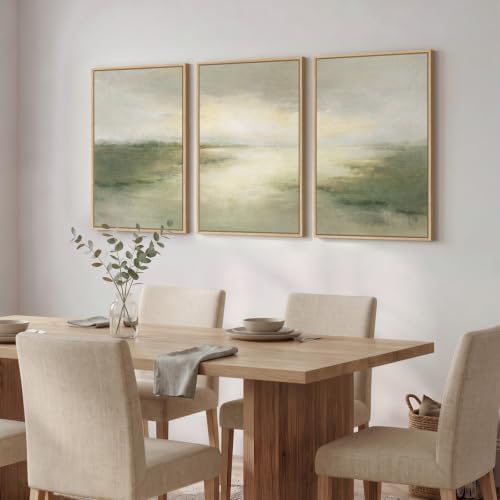 Framed Sage Green Abstract Landscape Wall Art - Image 2