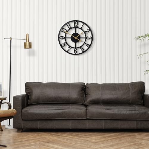 LEIKE Arabic Numeral Wall Clock 12IN Battery Operated Black, Silent Non Ticking - Image 4