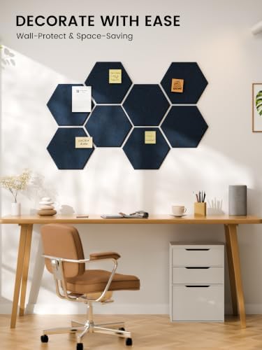 Fluxynara 8-Pack Hexagon Felt Bulletin Board Tiles, Carbon Blue-1 - Image 6