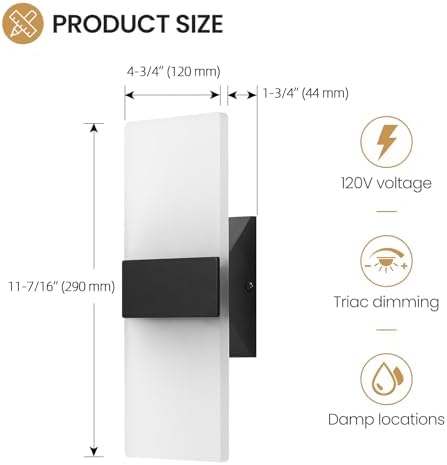 Modern LED Wall Sconce, Dimmable Indoor Wall Light, 5CCT 2700K-5000K Adjustable - Image 6