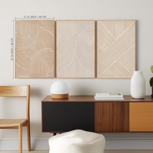 Zessonic Neutral Textured 3D Abstract Boho Minimalist Wall Art - Image 2