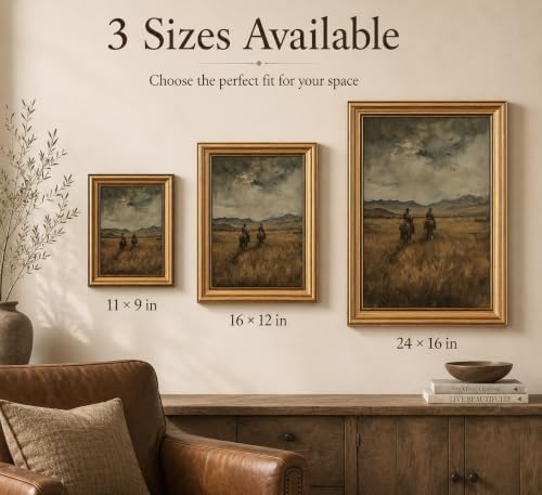 Gold Framed 3D Textured Wall Art, Vintage Western Cowboy Horse Canvas Prints - Image 5